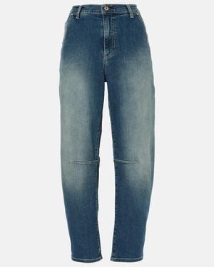 AG Jeans High-Rise Barrel-Leg Jeans - Blue