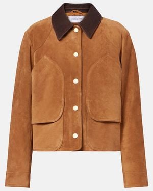 Veronica Beard Walters Suede Field Jacket - Brown