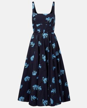 Emilia Wickstead Floral Cotton Midi Dress - Blue