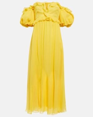 Giambattista Valli Ruffle-Detail Off-Shoulder Dress - Yellow