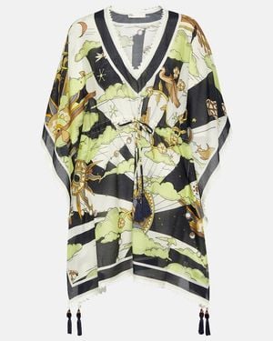 Tory Burch Printed Cotton And Silk Minidress - Green