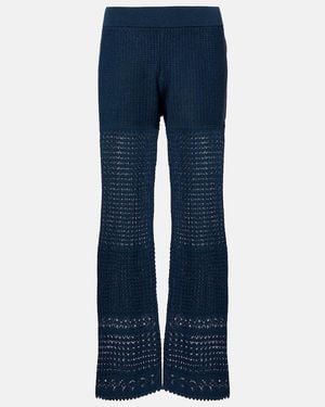 Eres Pantalones Rectos Calados Embleme - Azul