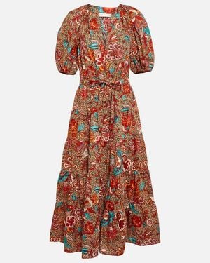Ulla Johnson Olina Printed Cotton Midi Dress - Orange