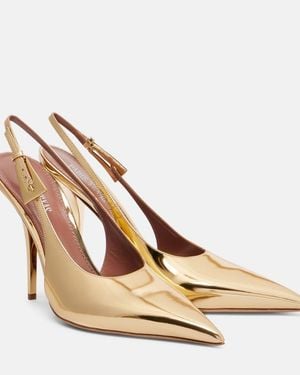 Paris Texas Jessica 105 Patent Leather Slingback Court Shoes - Natural