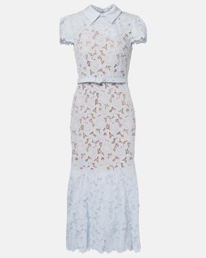 chinese dress ladies Vérane Pink Guipure-lace Midi Dress, S / Pink