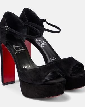 Christian Louboutin Sandaloo 130 Suede Platform Sandal - Black