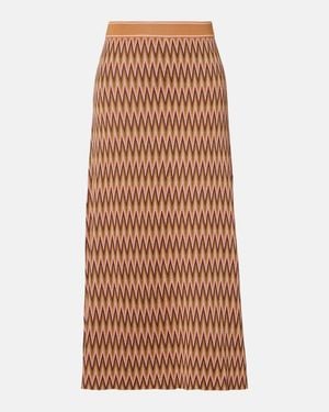 RIXO London Brandy Jacquard Midi Skirt - Brown