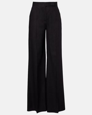 Max Mara Linen And Silk Twill Wide-Leg Pants - Black
