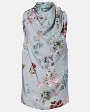 Altuzarra Top Sleary De Seda Floral Drapeado - Gris