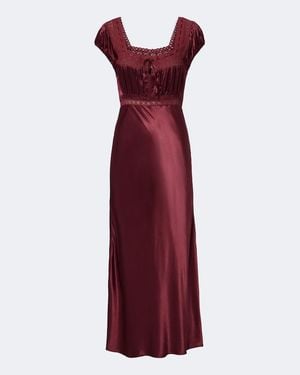 RIXO London Maeva Lace-Trimmed Satin Midi Dress - Red