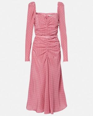 Alessandra Rich Polka-Dot Silk Maxi Dress - Pink