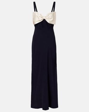 RIXO London Bow-Detail Satin Midi Dress - Blue