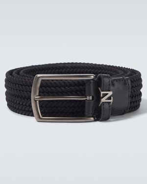 ZEGNA Guertel Mit Leder - Schwarz
