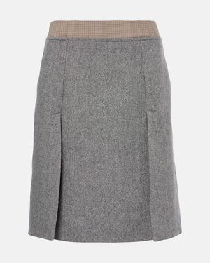 Sportmax Riga Tweed Midi Skirt - Gray