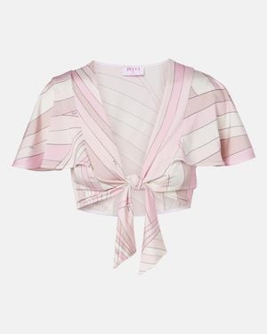 PUCCI Iride Jersey Crop Top - Pink
