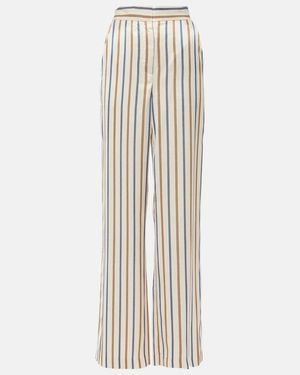 Veronica Beard Grigore Striped Twill Wide-Leg Trousers - White