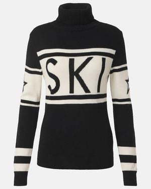 Perfect Moment Schild Intarsia Merino Wool Turtleneck Jumper - Black