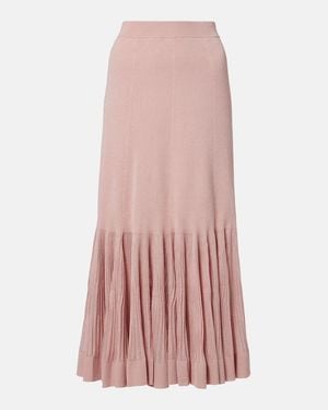 Zimmermann Luna Knitted Pleated Midi Skirt - Pink