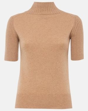 KHAITE Cecil High-Neck Cashmere Top - Brown