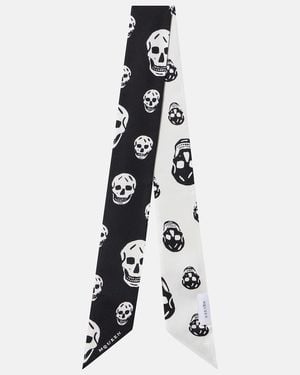 McQueen Panuelo Skull De Seda Estampado - Blanco
