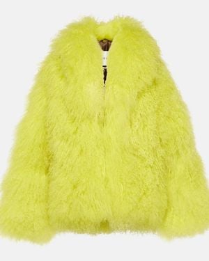 The Attico Cropped-Mantel Aus Faux Fur - Gelb