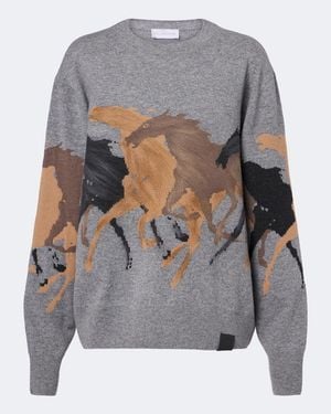Stella McCartney Intarsien-Pullover Aus Schurwolle - Grau
