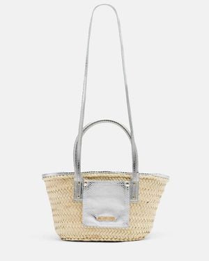 Jacquemus Soli Small Croc-Effect Raffia Basket Bag - White