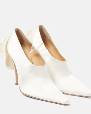 Magda Butrym Floral-Applique Satin Court Shoes - White