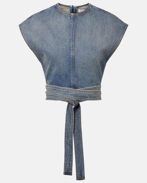 Alaïa Cropped-Top Aus Denim - Blau