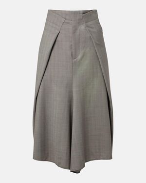 Victoria Beckham Asymmetric Virgin Wool Midi Skirt - Grey