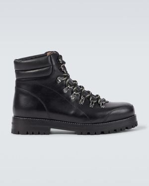Manolo Blahnik Janka Leather Lace-Up Boots - Black