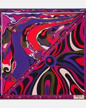PUCCI Marmo And Orchidee Silk Twill Scarf - Red