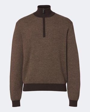 Frescobol Carioca Heitor Quarter Zip Sweater - Brown