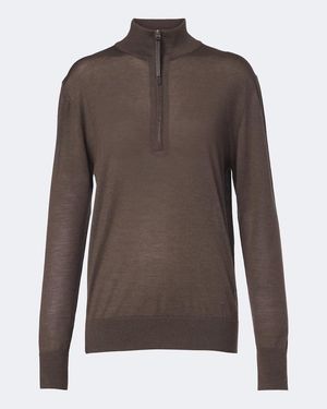Tod's Cashmere And Silk Half-Zip Sweater - Brown