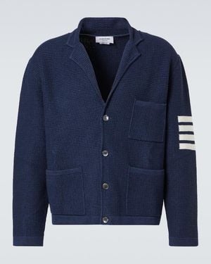 Thom Browne Cardigan 4-Bar Aus Einem Leinengemisch - Blau