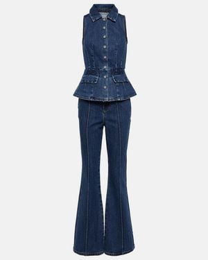 Self-Portrait Denim Jumpsuit - Blue