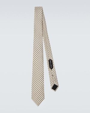 Tom Ford Polka-Dot Silk Jacquard Tie - White
