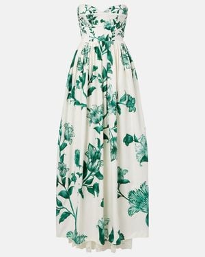 Agua Bendita Tonia Floral Lace-Trimmed Cotton Maxi Dress - Green