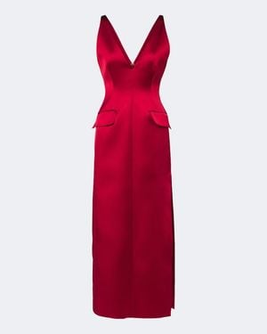 Sportmax Midikleid Aus Satin - Rot