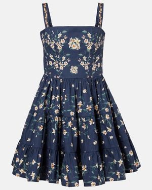 Agua Bendita Lima Floral Cotton Minidress - Blue
