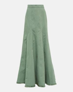 Max Mara Flared High-rise Cotton Maxi Skirt - Green
