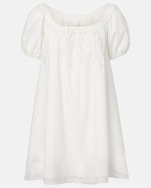Faithfull the Brand Galle Lace-Trimmed Cotton Minidress - White