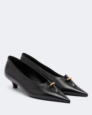 TOTEME Pierced Embellished Leather Pumps - Black