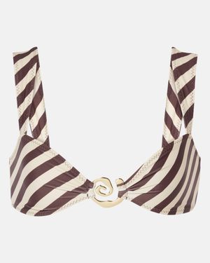 SAME Spiral Striped Bikini Top - Natural