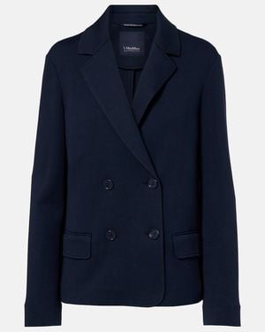 Max Mara Badia Double-Breasted Cotton-Blend Blazer - Blue
