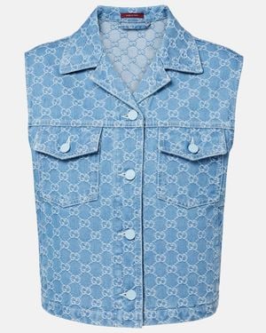 Gucci Gg Denim Vest - Blue