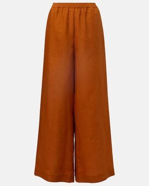 Eres Select Linen Wide-Leg Trousers - Brown