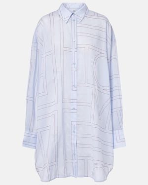 TOTEME Embroidered Cotton-Blend Poplin Shirt - Blue