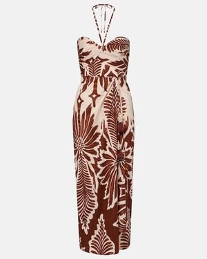 Poupette Collina Printed Cotton Midi Dress - White