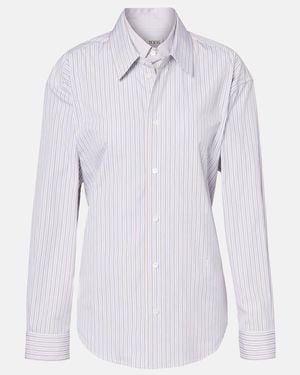 Tod's Belted Striped Cotton Poplin Shirt - Blue